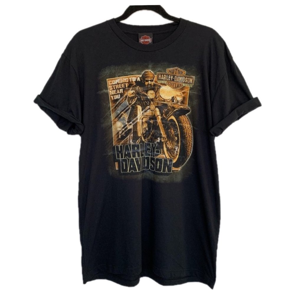 Harley Davidson Black Large Biker Graphic Tee